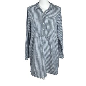 Michael Stars 100% Cotton Shirt Dress Womens Sz L Button Up Tunic Long Sleeve